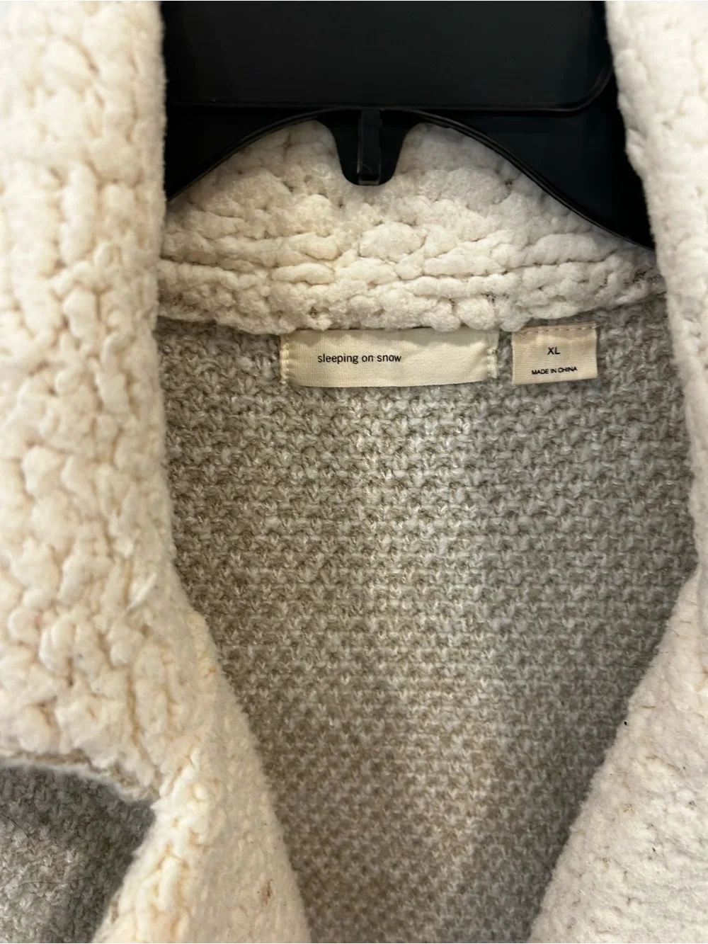 Anthropologie Taupe Knit Sherpa-Lined Open Cardigan Jacket xl